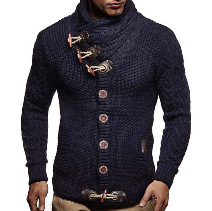 Oliver - Langärmeliger Schnallen Rollkragenpullover Strickjacke Mit Taschen