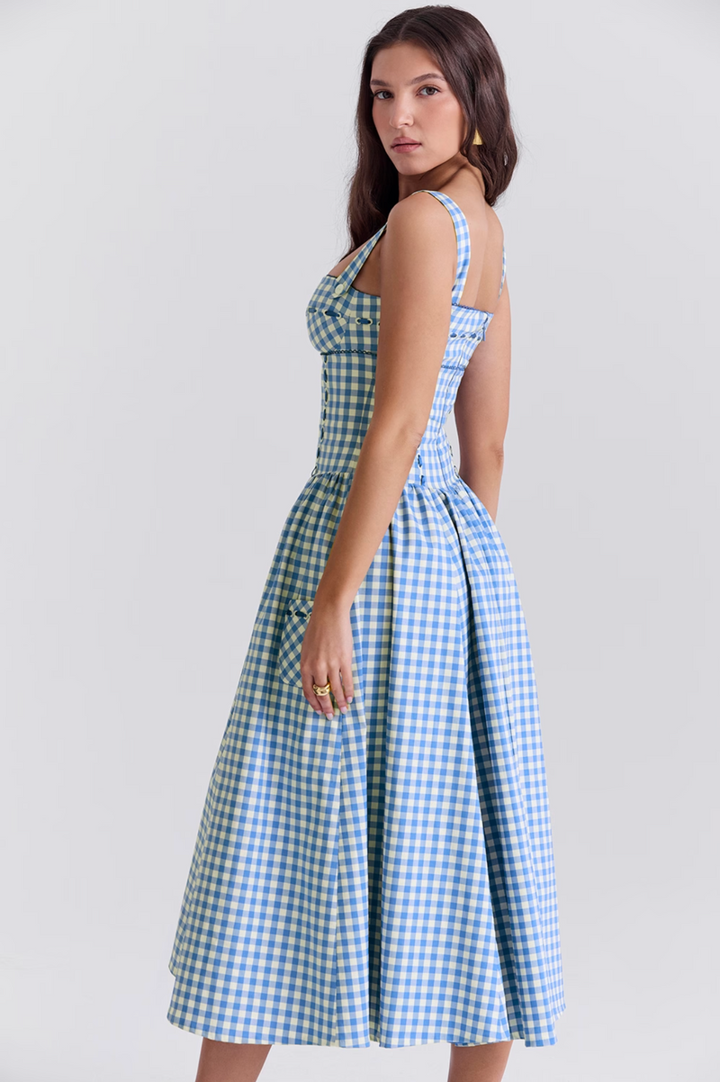 Clara - Elegantes ärmelloses Midi -Kleid mit praktischen Taschen