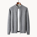 Dennis - Langärmeliger Gerippter Kragen Wolle Reißverschluss Pullover
