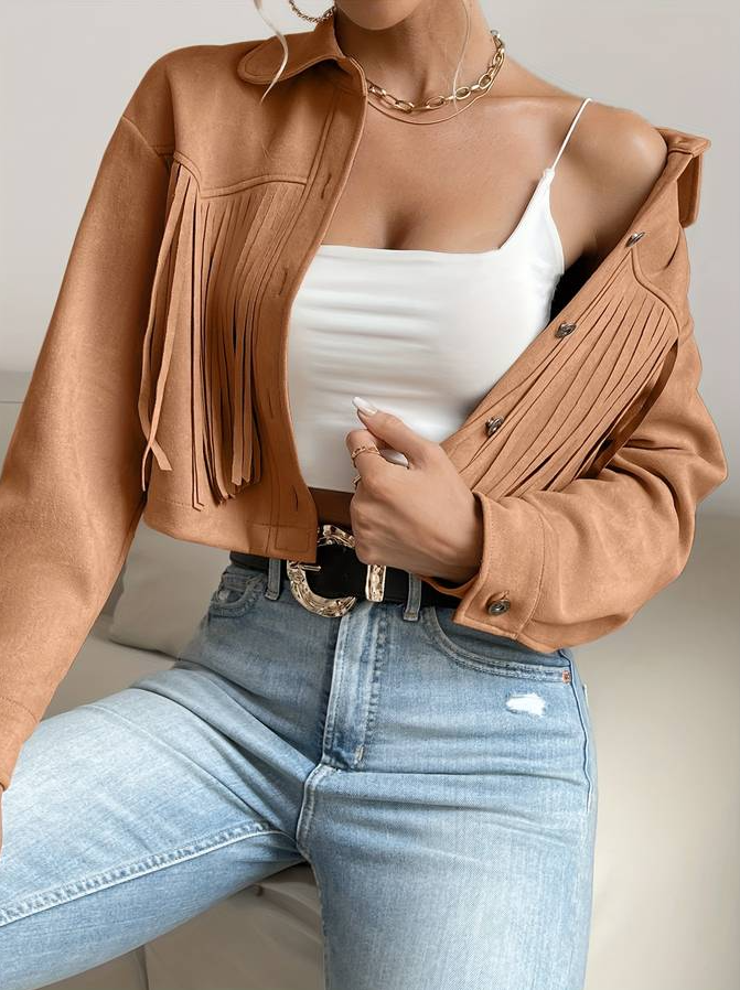 Lena - Luxuriöse Kurzjacke mit langen Ärmeln und Knöpfen