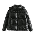 Freya - Langärmelige Puffer Kapuze Jacke Mit Reißverschluß