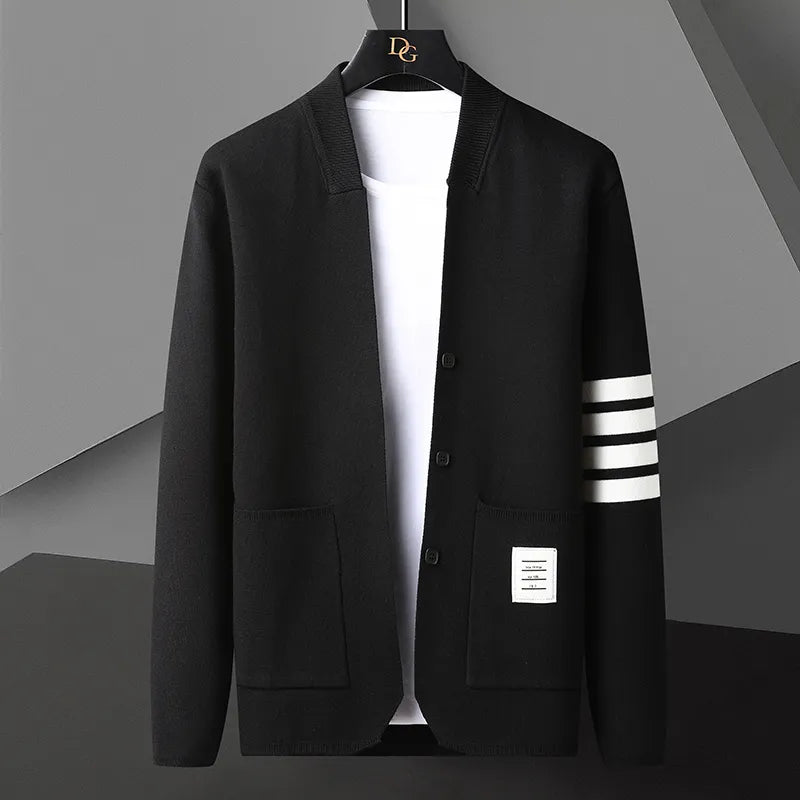 Bruno - Schlanke Passform Langärmelig Strickjacke Mit Taschen