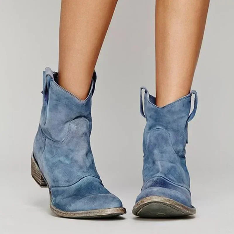 Fenella - Vintage Stiefeletten mit spitzer Zehe und Niedrig Absätze