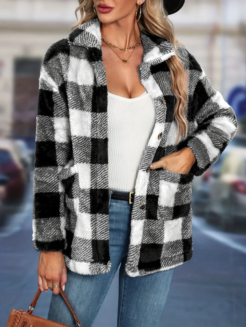 Aveline - Langärmelige Seitentaschen Jacke Mit Knöpfen
