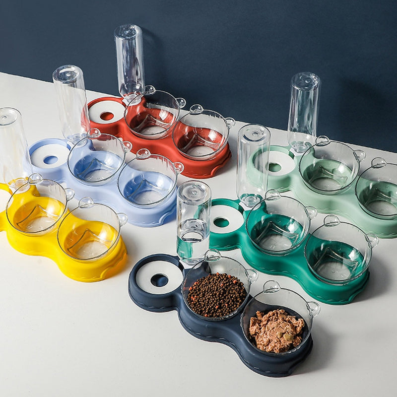 PawSip – 3 in 1 Katzenfutterautomat mit Wasserspender und Doppelnäpfen