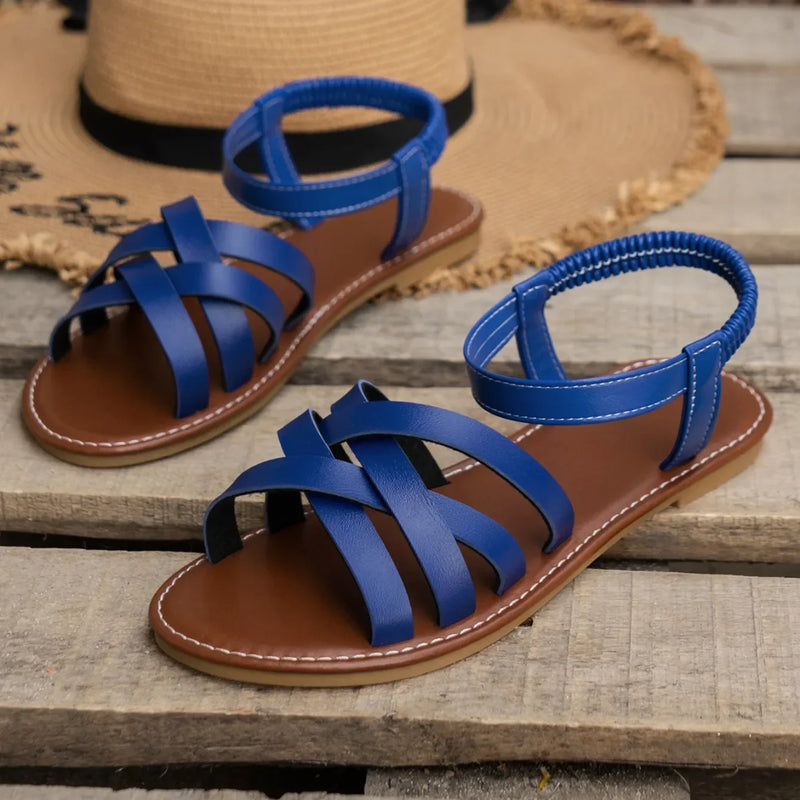 Eliane - Flache Riemchensandalen mit gepolstertem Fußbett und rutschfestem Gestaltung