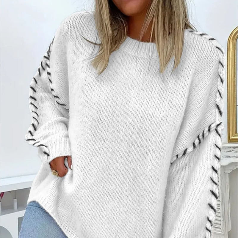Miriam - Warme Langärmelig Rundhalsausschnitt Lose Passform Pullover