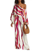 Zora - Schulternfrei Laternenhülse Top mit weiten Hosenbeinen zweiteiliges Satz