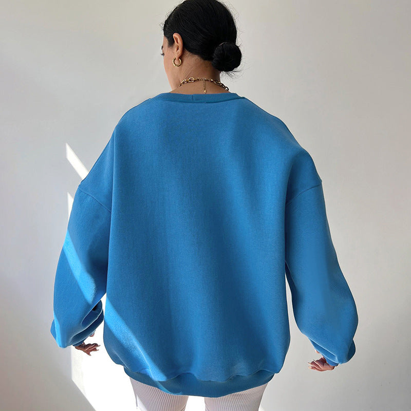 Evelyn - Langärmelig Überdimensionale Rundhalsausschnitt Sweatshirt
