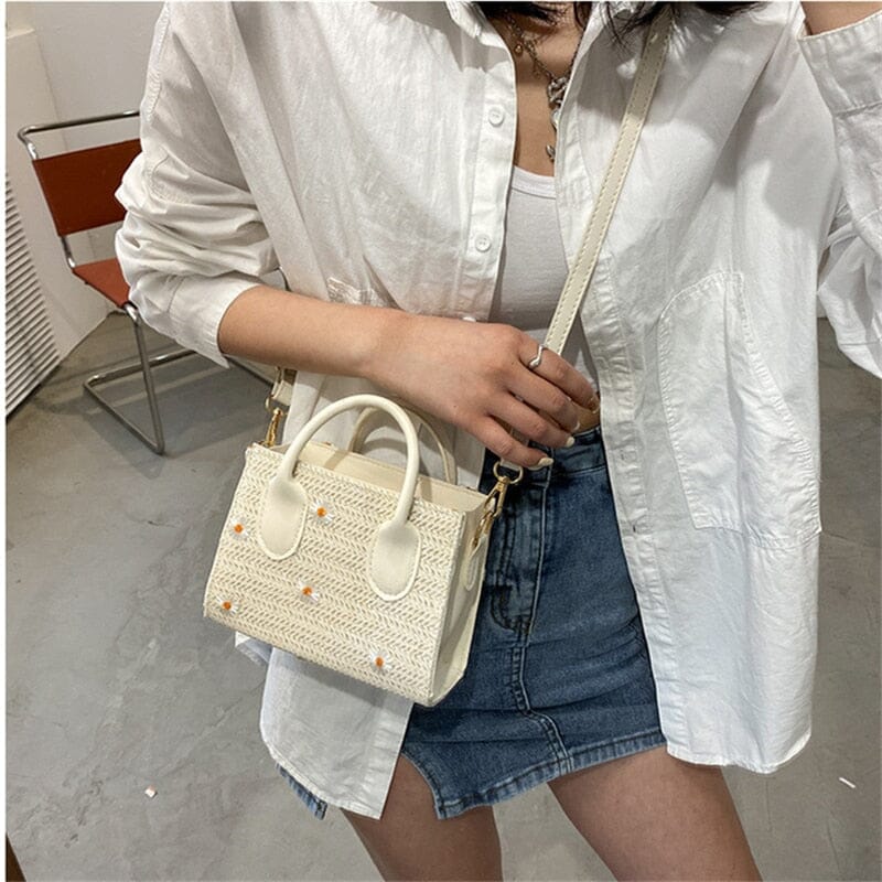 Elena – Handtasche mit Blumenmuster strukturiertem Finish und Griffen