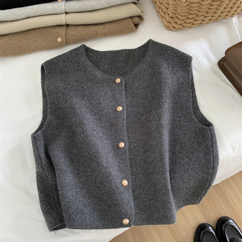 Clara - Weicher und warmer ärmelloser Pullover mit Rundhalsausschnitt