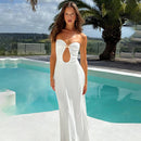 Tiffany – Modisches schulterfreies langes Kleid mit ärmellosem Design