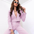 Amelie - Langärmeliger Revers Blazer Mit weiten Hosenbeinen Zweiteiliges Satz
