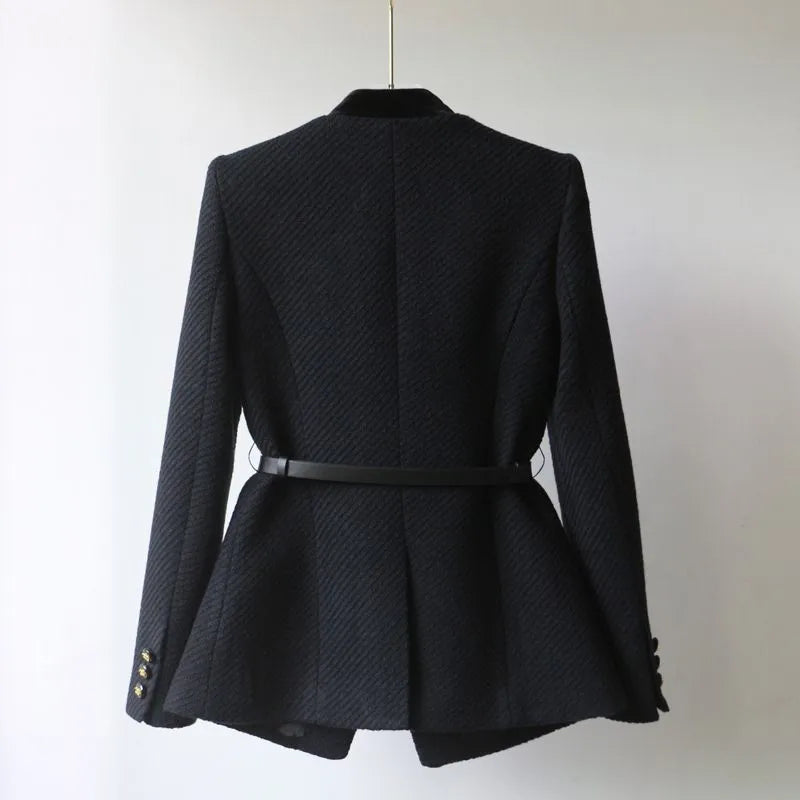 Sima – Eleganter Langarm Blazer mit Taschen Knöpfen und verstellbarem Gürtel