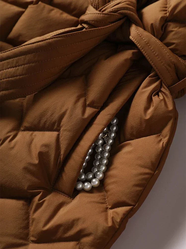 Elke - Langärmelig Gürtel Jacke Mit Taschen