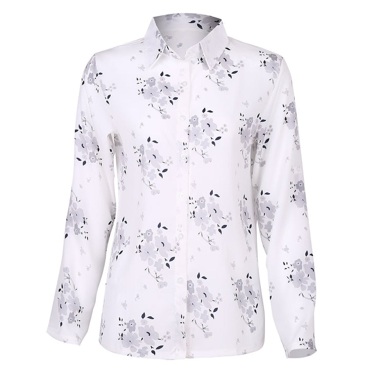 Freya - Langärmelig Blumendruck Bluse Mit Schaltflächen