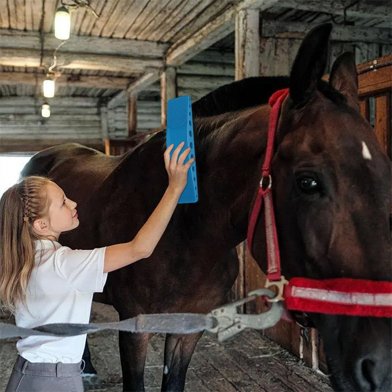 EquiShine - Pferdepflegebürste zur Reinigung Massage und Haarentfernung