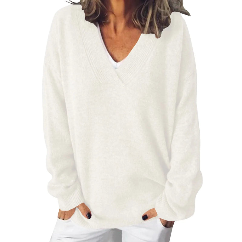 Mia - Warmer V Ausschnitt Langärmelig Pullover