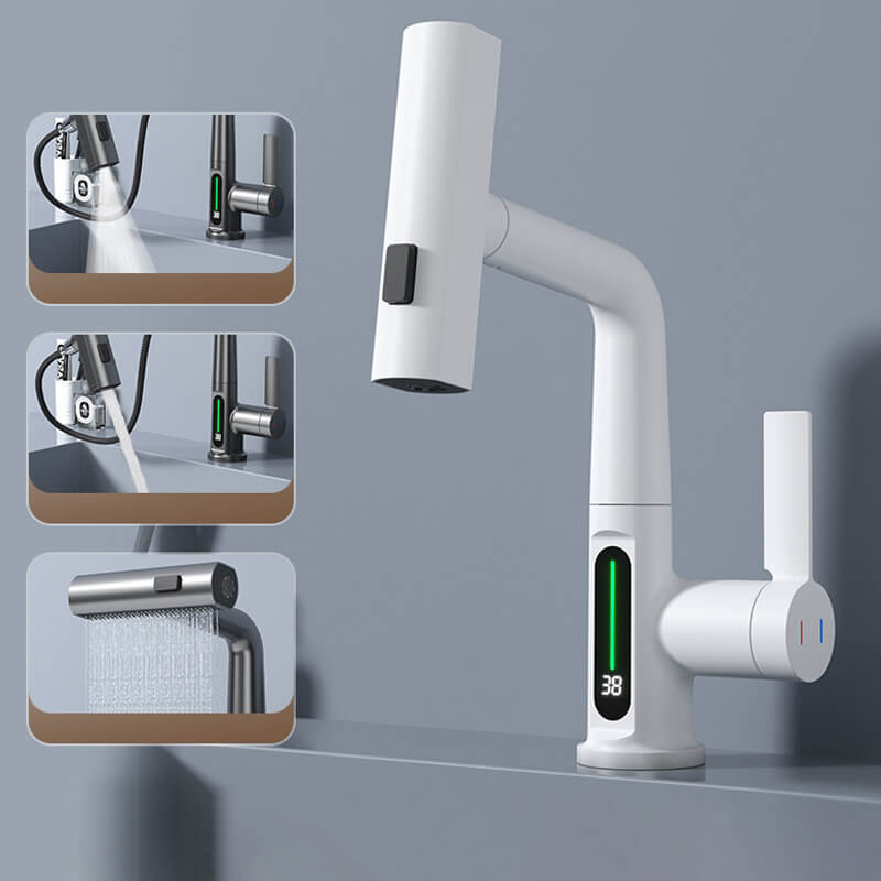 AquaGlide – Intelligenter digitaler Waschtischhahn mit drehbarem Kopf und LED Temperaturanzeige