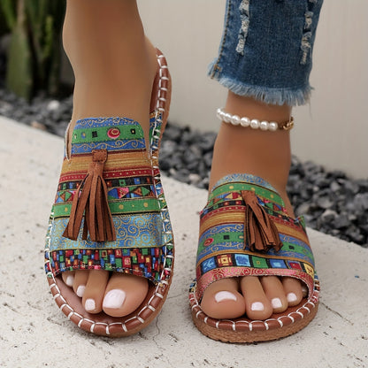 Aria – Schicke Blumen Sandalen mit Quastendetail