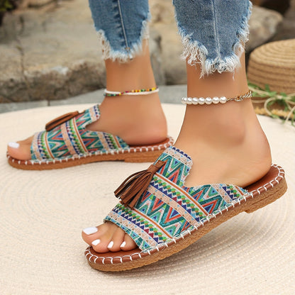 Aria – Schicke Blumen Sandalen mit Quastendetail