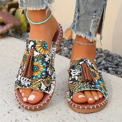 Aria – Schicke Blumen Sandalen mit Quastendetail