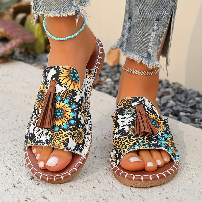 Aria – Schicke Blumen Sandalen mit Quastendetail