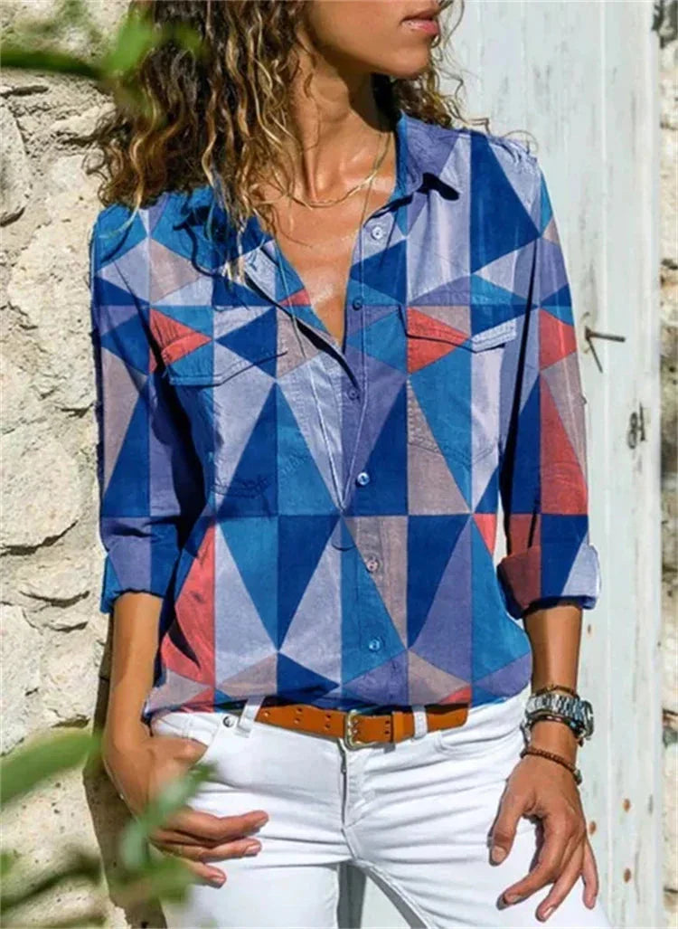 Nova – Klassisches Button-Up-Shirt mit langen Ärmeln und einzigartigen Drucken