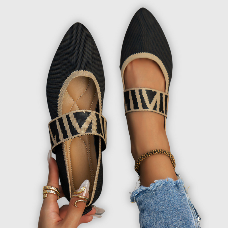 Nina - Eleganter geometri Schuhe Diagonalriemenschuh mit gepolsterter Sohle