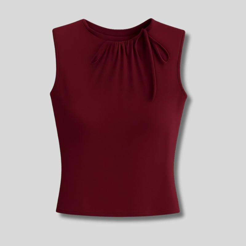 Nora – Lässige ärmellose Plissee Bluse mit Kordelzug