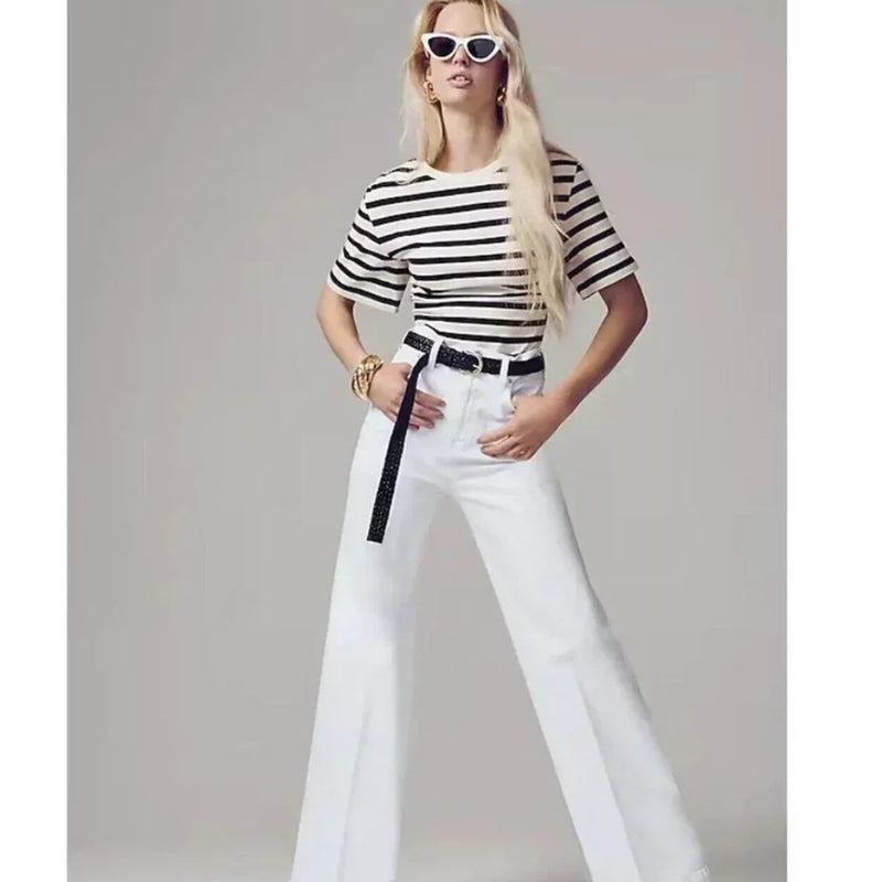Liliane - Lässige Hose mit weitem Bein hohem Bund Taschen und Knöchellänge