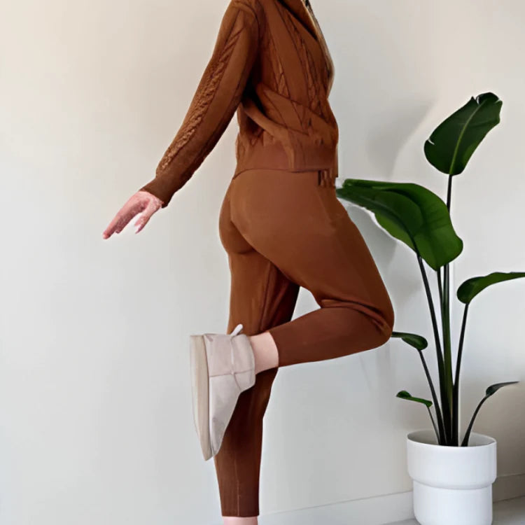 Hannah - Langärmeliger Pullover Mit Schlanke Hosen Handbesticktes Zweiteilig Satz