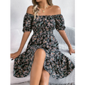 Luisa – Lässiges Schulterfrei Midikleid mit Blumenprint