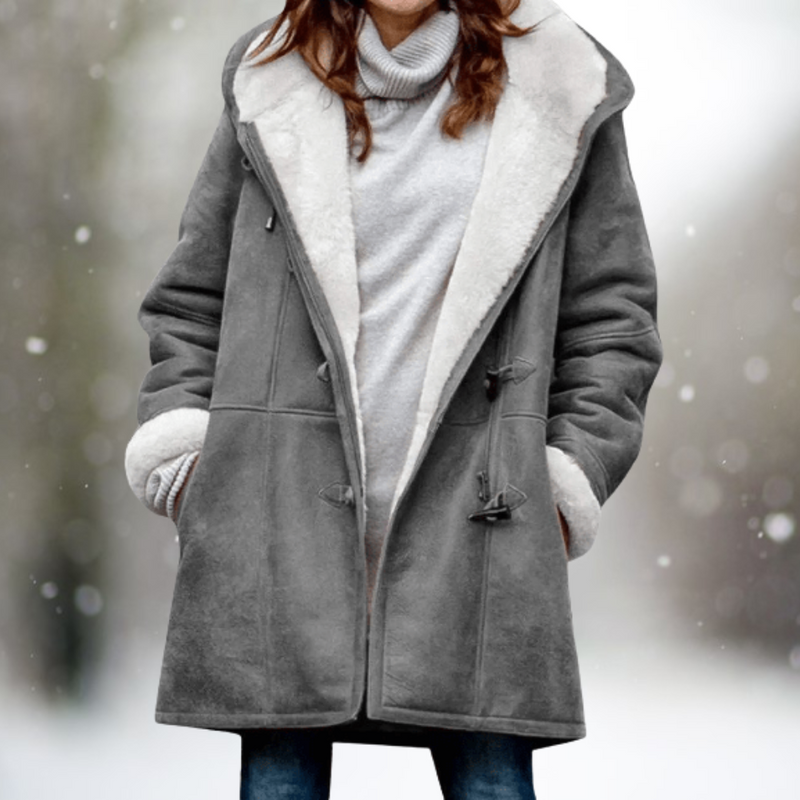 Irma - Langärmelig Wildleder Vlies Kapuze Jacke Mit Taschen