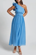 Elena - Lässiges One-Shoulder Midikleid mit fließendem Design