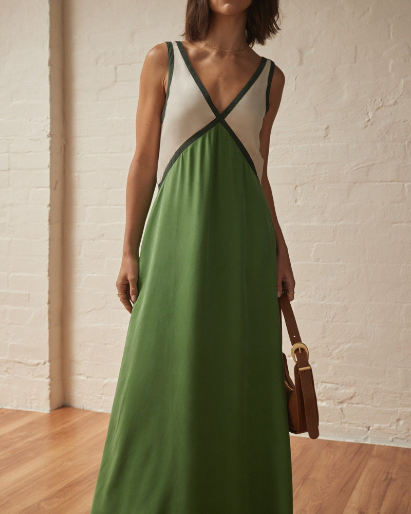Clara - Lässiges Maxikleid mit V-Ausschnitt und breiten Schulterträgern