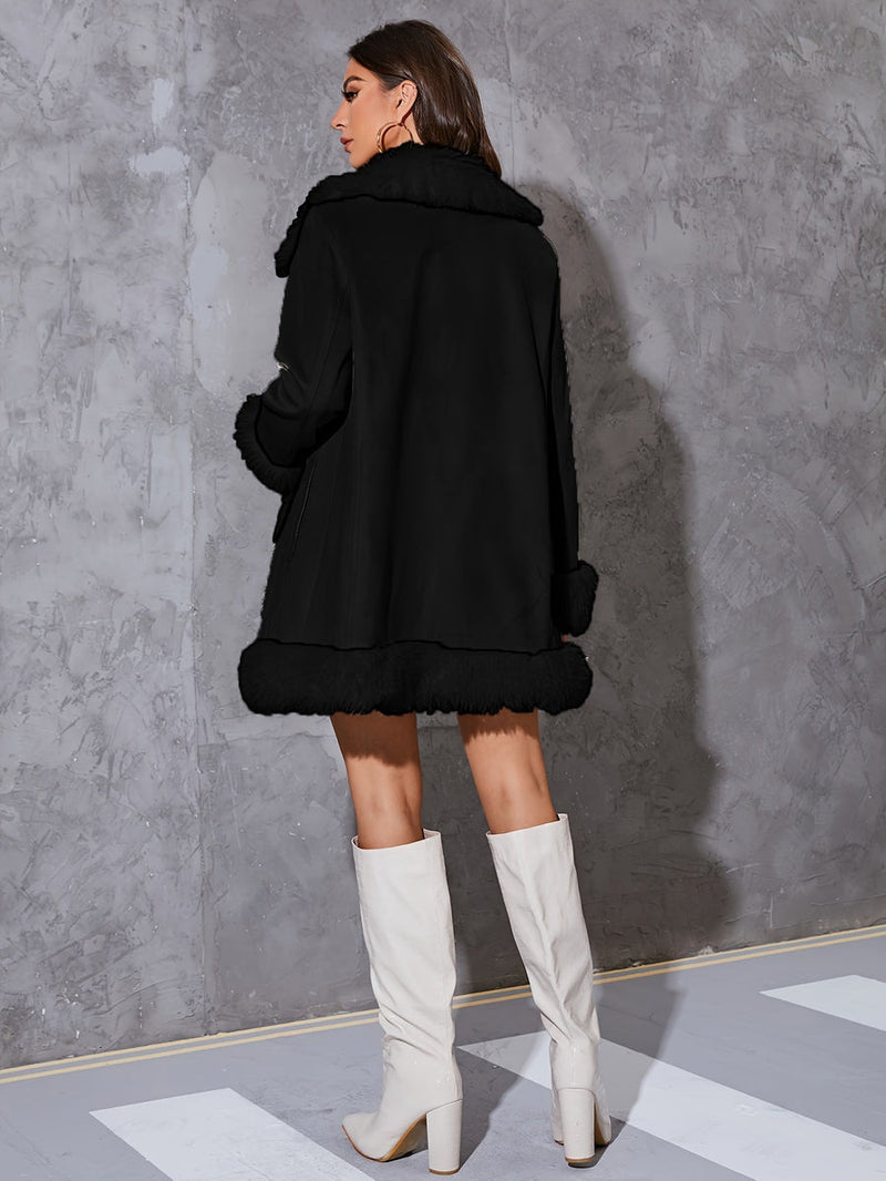 Wilma - Warmer Langarmmantel mit Pelzfutter und Taschen