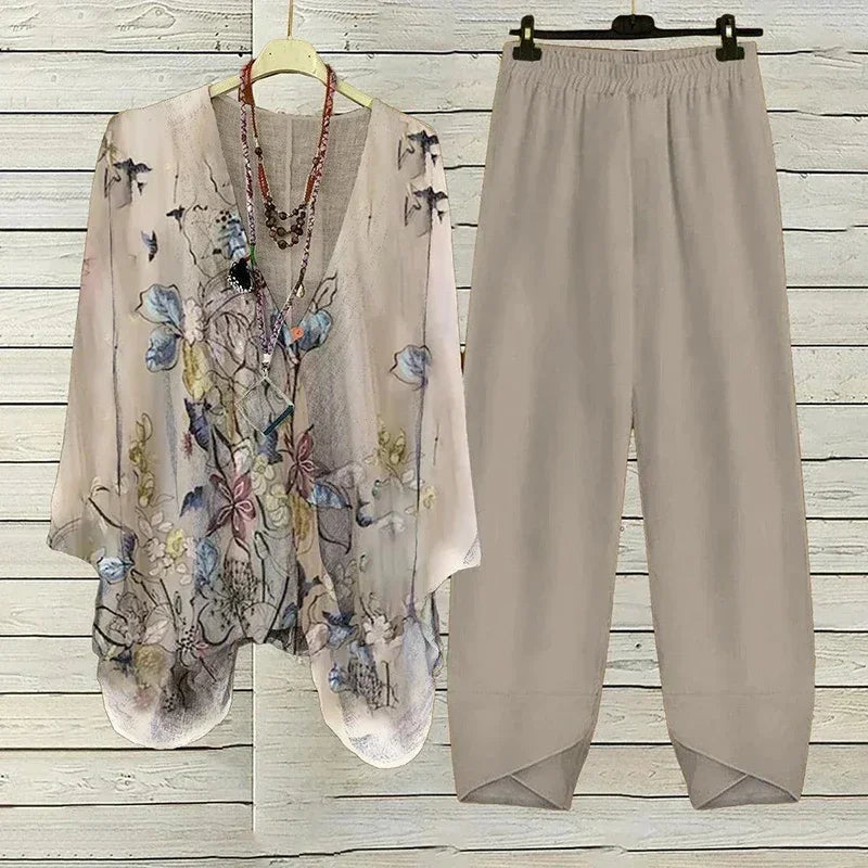 Mya – Elegantes Zweiteiliges Set Mit Blumenmuster