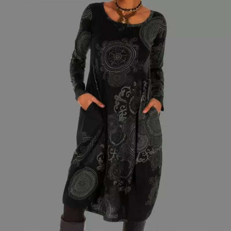 Calista - Elegantes Kleid mit langen Ärmeln und rundem Ausschnitt