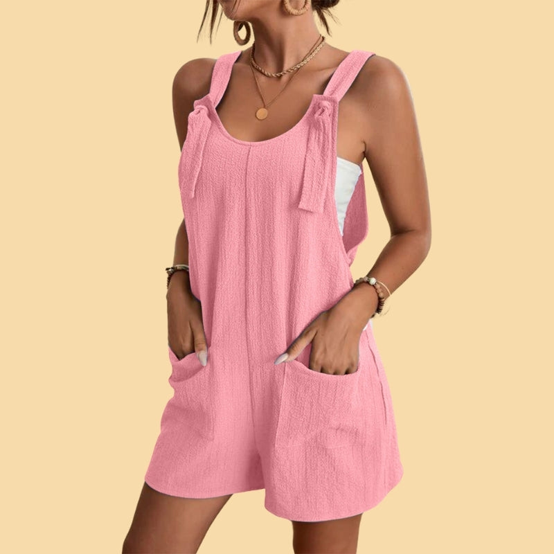 Pauline - Lässiger kurzer Jumpsuit mit Schulterträgern und Taschen