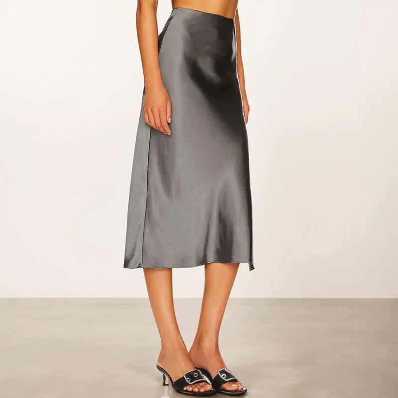 Emilia - Modischer Midirock mit hoher Taille und Seitenschlitz