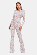 Doreen – Modischer Langarm Jumpsuit mit Rundhalsausschnitt und hohem Taillengürtel
