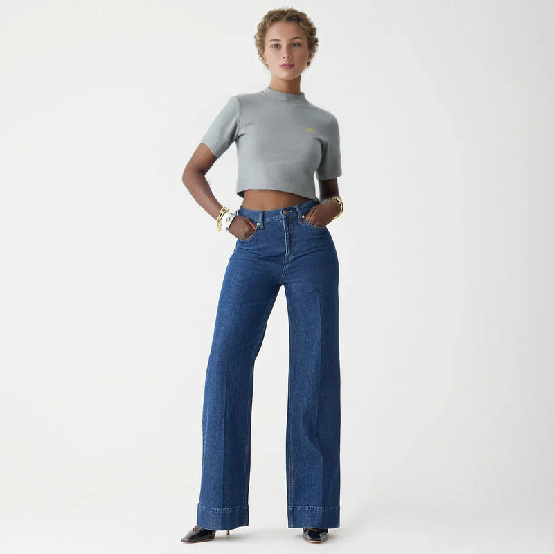 Liliane - Lässige Hose mit weitem Bein hohem Bund Taschen und Knöchellänge