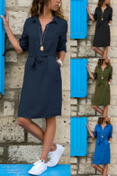 Zondra - Stilvolles Minikleid mit halben Ärmeln und Gürtel in der Taille