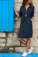 Zondra - Stilvolles Minikleid mit halben Ärmeln und Gürtel in der Taille