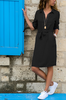 Zondra - Stilvolles Minikleid mit halben Ärmeln und Gürtel in der Taille