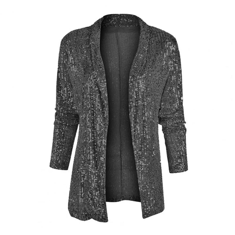 Hanna - Stylischer Pailletten Blazer mit langen Ärmeln und offener Frontgestaltung