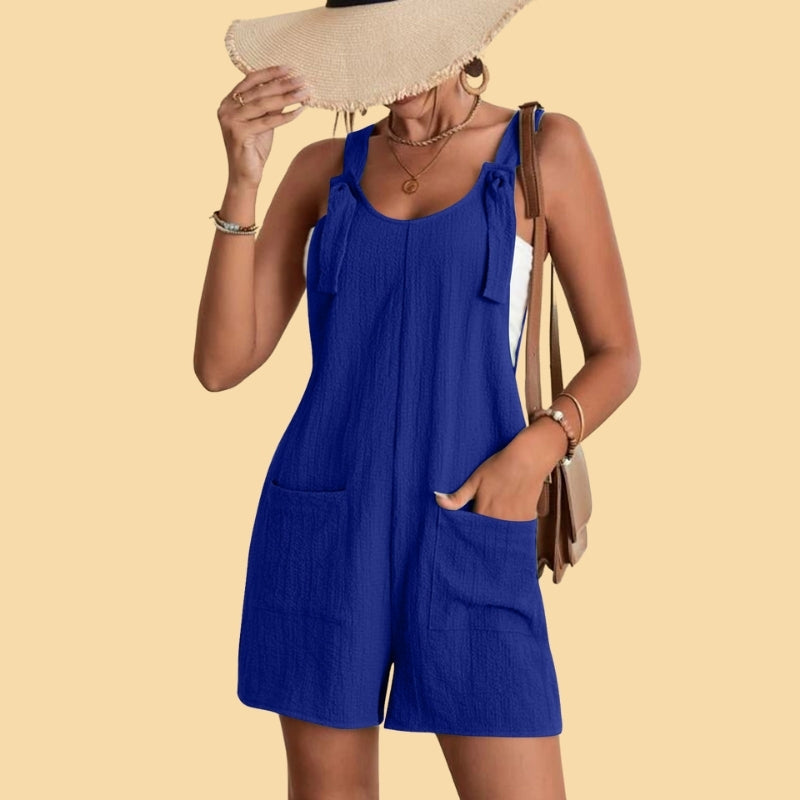 Pauline - Lässiger kurzer Jumpsuit mit Schulterträgern und Taschen