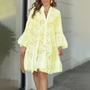 Vesper – Anmutiges Midikleid mit Laternenärmeln und klassischer Knopfleiste