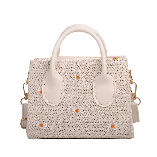 Elena – Handtasche mit Blumenmuster strukturiertem Finish und Griffen